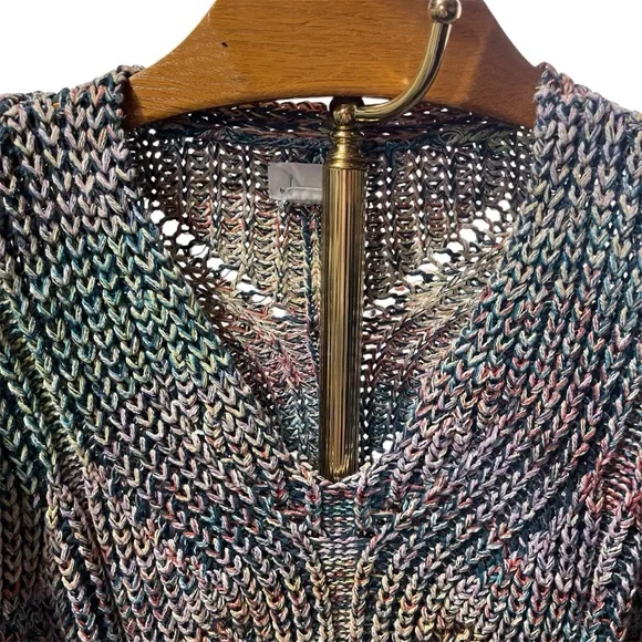 Anthropologie Multicolor Chroma Chunky Knit V-Neck Sweater 1X - Picture 8 of 16